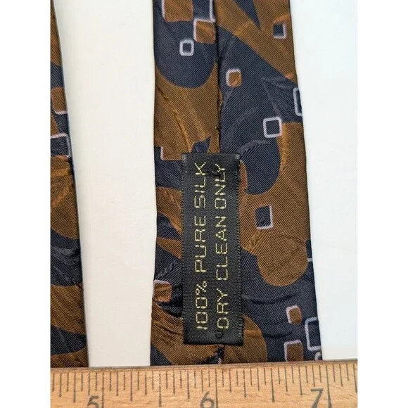 Giorgio Armani Cravatte Rust + Black Geometric Silk Pointed Classic Necktie Tie - Picture 8 of 8